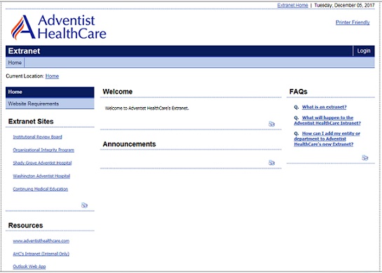adventist health system intranet